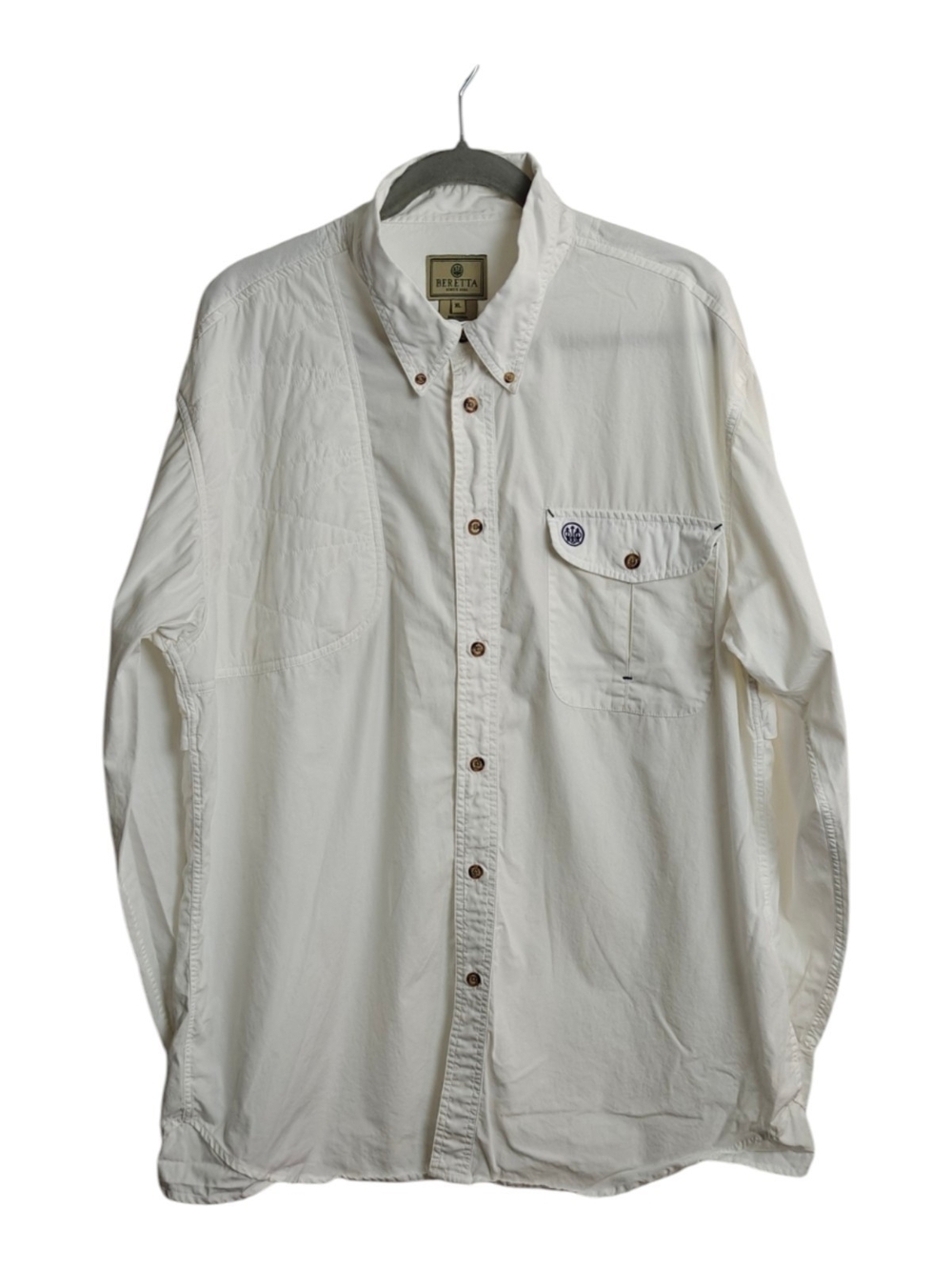 Men's White Button-Front Long-Sleeve Dress Shirt